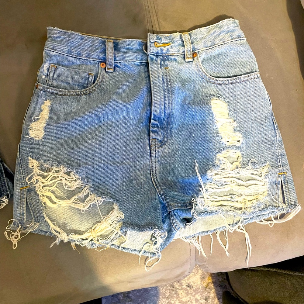 ASOS Light Blue Distressed Jean Shorts